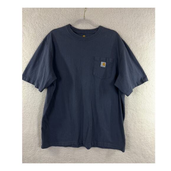Carhartt Shirt Mens Extra Large Blue K87 Workwear Pocket Tee‎ Outdoor Logo - Picture 1 of 8